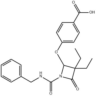 4-((4-carboxyphenyl)oxy)-3,3-diethyl-1-(((phenylmethyl)amino)carbonyl)-2-azetidinone 结构式
