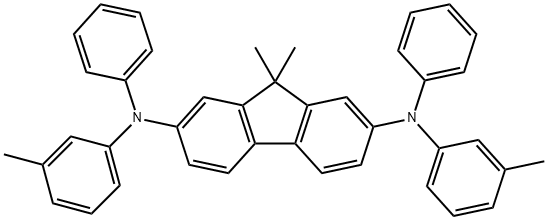 9,9-ジメチル-2,7-ビス[N-(m-トリル)アニリノ]フルオレン 化学構造式