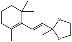2-Methyl-2-[(E)-2-(2,6,6-trimethyl-1-cyclohexen-1-yl)ethenyl]-1,3-diox olane 化学構造式