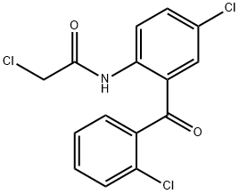 2-クロロ-N-[4-クロロ-2-(2-クロロベンゾイル)フェニル]アセトアミド 化学構造式