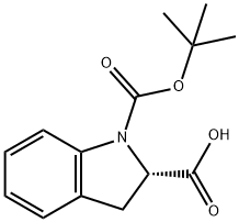 N-叔丁氧羰基-L-吲哚啉-2-甲酸, 144069-67-0, 结构式