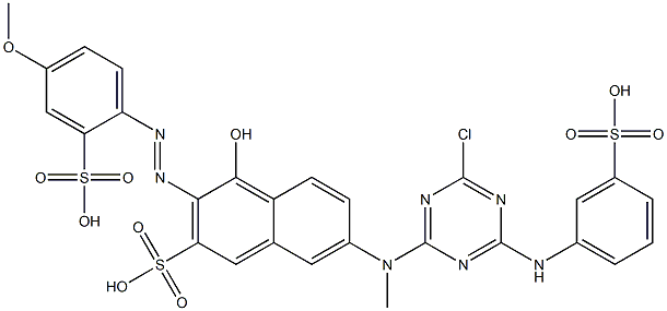 7-[[4-chloro-6-[(3-sulphophenyl)amino]-1,3,5-triazin-2-yl]methylamino]-4-hydroxy-3-[(4-methoxy-2-sulphophenyl)azo]naphthalene-2-sulphonic acid 结构式