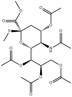 METHYL (METHYL 5-ACETAMIDO-4,7,8,9-TETRA-O-ACETYL-3,5-DIDEOXY-2-THIO-D-GLYCERO-D-GALACTO-2-NONULOPYRANOSID)ONATE Struktur
