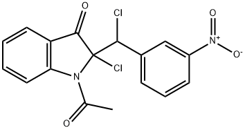 3H-Indol-3-one,  1-acetyl-2-chloro-2-[chloro(3-nitrophenyl)methyl]-1,2-dihydro- Structure