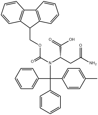 FMOC-ASN(MTT)-OH;N-ALPHA-(9-FLUORENYLMETHOXYCARBONYL)-N-BETA-4-METHYLTRITYL-L-ASPARAGINE;Z-N-GAMMA-4-METHYLTRITYL-L-ASPARAGINE;FMOC-ASPARAGINE(MTT);FMOC-ASN(MTT)-OH;N-ALPHA-FMOC-N'(4-METHYLTRITYL)-L-ASPARAGINE,144317-22-6,结构式