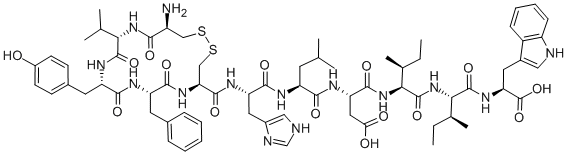 CYS-VAL-TYR-PHE-CYS-HIS-LEU-ASP-ILE-ILE-TRP (DISULFIDE BRIDGE CYS1-CYS5) 结构式