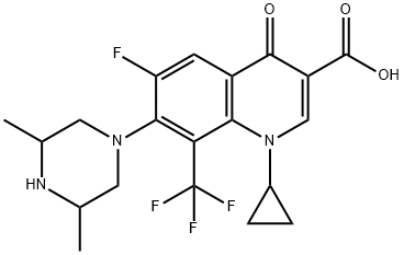 3-Quinolinecarboxylic acid, 1-cyclopropyl-7-(3,5-diMethyl-1-piperazinyl)-6-fluoro-1,4-dihydro-4-oxo-8-(trifluoroMethyl)- 结构式