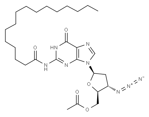 5'-O-ACETYL-3'-AZIDO-N2-PALMITOYL-2',3'-DIDEOXYGUANOSINE Structure