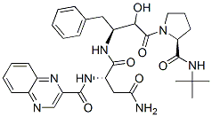 N-tert-ブチル-1-[(2S,3S)-3-[[N2-(2-キノキサリニルカルボニル)-L-アスパラギニル]アミノ]-2-ヒドロキシ-4-フェニルブタノイル]-L-プロリンアミド 化学構造式