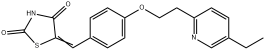 5-[4-[2-(5-エチル-2-ピリジニル)エトキシ] ベンジリデン]-2,4-チアゾリジンジオン 化学構造式