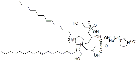 2-Imidazolinium, 2-(8-heptadecenyl)-1-(2-hydroxyethyl)-1-(2-hydroxy-3-sulfopropyl)-, hydroxide, sodium salt 2-Imidazolinium,2-(8-heptadecenyl)-1-(2-hydroxyethyl)-1-(2-hydroxy-3-sulfopropyl)-,hydroxide,sodium salt Struktur