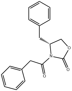 (R)-4-ベンジル-3-(2-フェニルアセチル)オキサゾリジン-2-オン 化学構造式