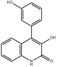 3-ヒドロキシ-4-(3-ヒドロキシフェニル)-2(1H)-キノリノン 化学構造式