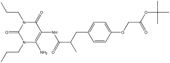 Acetic  acid,  [4-[3-[(6-amino-1,2,3,4-tetrahydro-2,4-dioxo-1,3-dipropyl-5-pyrimidinyl)amino]-2-methyl-3-oxopropyl]phenoxy]-,  1,1-dimethylethyl  ester, Structure