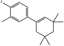 1-(4-フルオロ-3-メチルフェニル)-3,3,5,5-テトラメチルシクロヘキセン 化学構造式