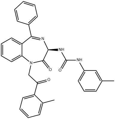 (R)-N-[2,3-DIHYDRO-1-[2-(2-METHYLPHENYL)-2-OXOETHYL]-2-OXO-5-PHENYL-1H-1,4-BENZODIAZEPIN-3-YL]-N'-(3-METHYLPHENYL)-UREA Structure