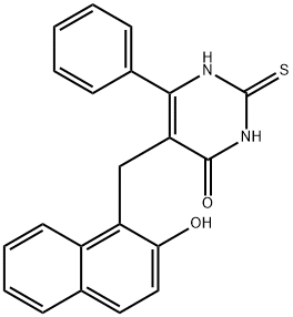 NSC-1125476,  Tetrahydro-5-[(2-hydroxy-1-naphthalenyl)methyl]-6-phenyl-2-thioxo-4(1H)-Pyrimidinone,  5-(2-Hydroxynaphthalen-1-ylmethyl)-6-phenyl-2-thioxo-2,3-dihydro-1H-pyrimidin-4-one,  5-[(2-hydroxy-1-naphthyl)methyl]-2-mercapto-6-phenyl-4(3H)-Pyrimidinone Structure