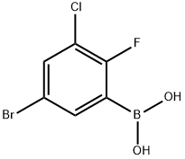 5-ブロモ-3-クロロ-2-フルオロフェニルボロン酸 化学構造式