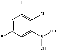(2-氯-3,5-二氟苯基)硼酸, 1451393-37-5, 结构式