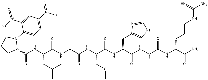 DNP-PRO-LEU-GLY-CYS(ME)-HIS-ALA-D-ARG-NH2 Structure