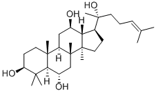 (20R)-ダンマラ-24-エン-3β,6α,12β,20-テトラオール 化学構造式