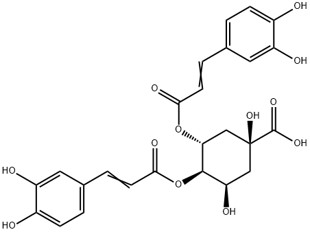 (1S)-1β,3β-ジヒドロキシ-4β,5α-ビス[3-(3,4-ジヒドロキシフェニル)アクリロイルオキシ]シクロヘキサン-1-カルボン酸 化学構造式