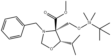 (4R,5S)-3-N-Benzyl-4-(t-butyldimethylsilyloxymethyl)-5-isopropyloxazoladine-4-carboxylic Acid, Methyl Ester Structure