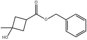 3-ヒドロキシ-3-メチルシクロブタンカルボン酸ベンジル 化学構造式