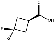 反式-3-氟-3-甲基环丁-1-羧酸 结构式