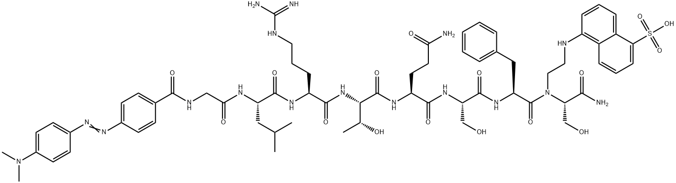 [4-[4-(ジメチルアミノ)フェニルアゾ]ベンゾイル]-Gly-Leu-Arg-Thr-Gln-Ser-Phe-Ser-[2-[[1-(ヒドロキシスルホニル)ナフタレン-5-イル]アミノ]エチル]NH2 化学構造式