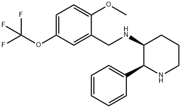 (2S,3S)-1-[[2-methoxy-5-(trifluoromethoxy)phenyl]methyl]-2-phenyl-piperidin-3-amine Structure