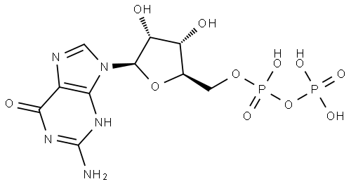 グアノシン-5'-二りん酸 化学構造式