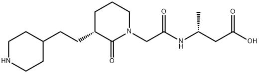 (3R)-3-[[2-[(3R)-2-oxo-3-[2-(4-piperidyl)ethyl]-1-piperidyl]acetyl]amino]butanoic acid Structure