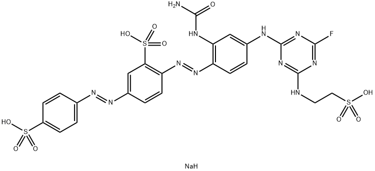 146177-84-6 Benzenesulfonic acid, 2-2-(aminocarbonyl)amino-4-4-fluoro-6-(2-sulfoethyl)amino-1,3,5-triazin-2-ylaminophenylazo-5-(4-sulfophenyl)azo-, sodium salt