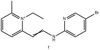 2-[2-[(5-ブロモ-2-ピリジル)アミノ]エテニル]-1-エチル-6-メチルピリジニウム·ヨージド 化学構造式