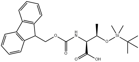 N-(9H-フルオレン-9-イルメトキシカルボニル)-O-(tert-ブチルジメチルシリル)-L-トレオニン 化学構造式