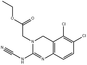(2-氰基亚氨基-5,6-二氯-1,2,3,4-四氢喹唑啉-3-基)乙酸乙酯, 146374-56-3, 结构式