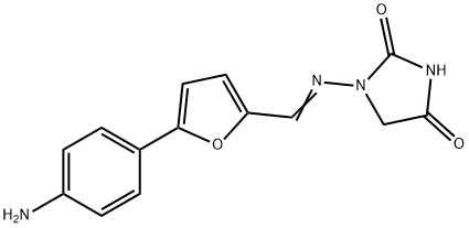1-[[[5-(4-アミノフェニル)-2-フラニル]メチレン]アミノ]-2,4-イミダゾリジンジオン 化学構造式