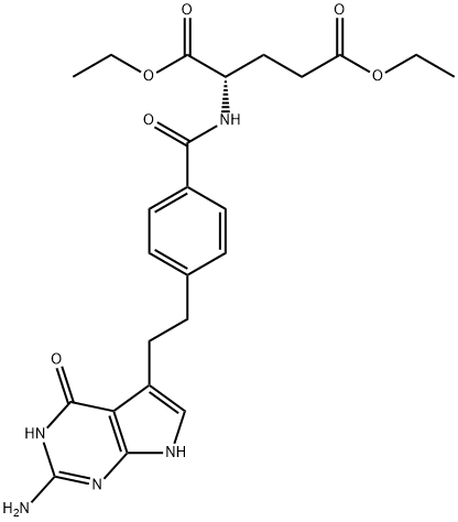 N-(4-(2-(2-氨基-4-氧代-4,7-二氢-3H-吡咯并[2,3-D]嘧啶-5-基)乙基)苯甲酰基)-L-谷氨酸二乙酯 结构式