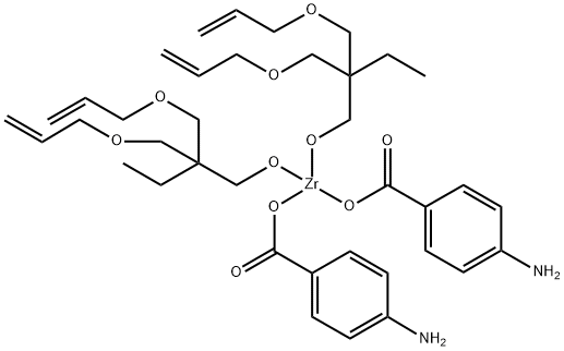 Zirconium, bis(4-aminobenzoato-.kappa.O)bis2,2-bis(2-propenyloxy)methyl-1-butanolato-.kappa.O-, (T-4)-|双(4-氨基苯甲酸-O)双[2,2-双[(2-丙烯基氧基)甲基]-1-丁醇-O1]锆盐