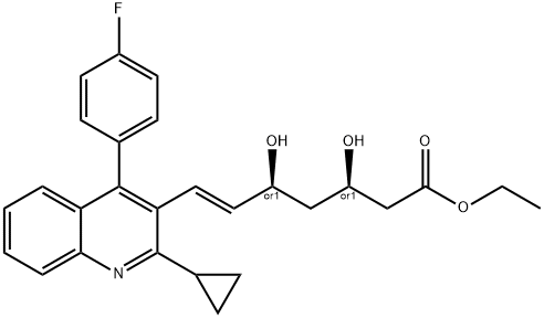 ()-(E)-ETHYL-3,5-DIHYDROXY-7-[4-(4-FLUOROPHENYL)-2-(CYCLOPROPYL)-3-QUINOLINYL]-6-HEPTENOATE Struktur