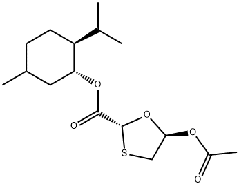 (2R,5R)-L-Menthyl-5-(acetyloxy)-1,3-oxathiolane-2-carboxylate 化学構造式