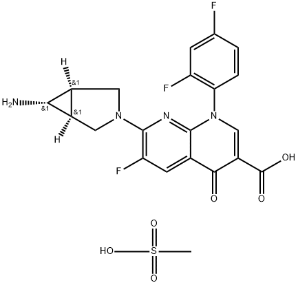 7-[(1S,5R)-6-amino-3-azabicyclo[3.1.0]hex-3-yl]-1-(2,4-difluorophenyl)-6-fluoro-4-oxo-1,8-naphthyridine-3-carboxylic acid Structure
