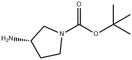 (3S)-(-)-1-(tert-ブトキシカルボニル)-3-アミノピロリジン 化学構造式