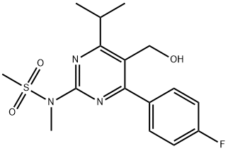N-[4-(4-フルオロフェニル)-5-ヒドロキシメチル-6-イソプロピルピリミジン-2-イル]-N-メチルメタンスルホンアミド 化学構造式