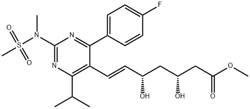 メチル=(3R,5S,E)-7-[4-(4-フルオロフェニル)-6-イソプロピル-2-(N-メチルメタンスルホンアミド)ピリミジン-5-イル]-3,5-ジヒドロキシヘプタ-6-エノアート 化学構造式