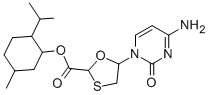 5-(4-Amino-2-oxo-1(2H)-pyrimidinyl)-1,3-oxathiolane-2-carboxylic acid 5-methyl-2-(1-methylethyl)cyclohexyl ester 化学構造式