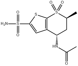 N-[(4S,6S)-6-甲基-7,7-二氧代-2-磺酰胺基-5,6-二氢-4H-噻吩并[2,3-B]噻喃-4-基]乙酰胺, 147200-03-1, 结构式