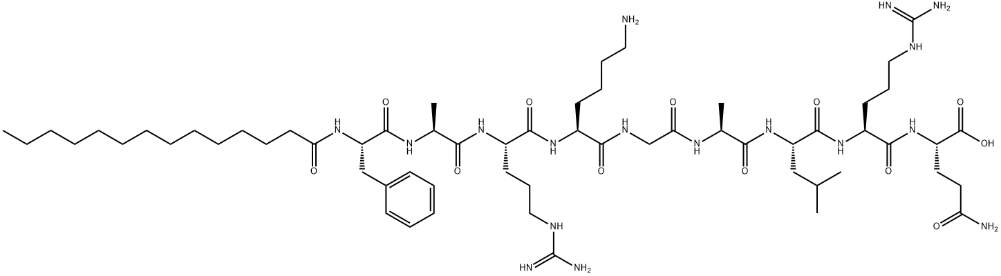 MYRISTOYL-PHE-ALA-ARG-LYS-GLY-ALA-LEU-ARG-GLN-OH 化学構造式