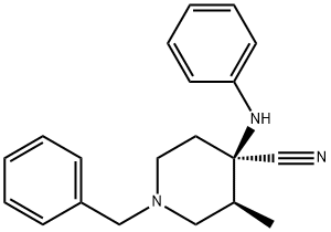 trans-(+)-3-Methyl-4-(phenylaMino)-1-(phenylMethyl)-4-piperidinecarbonitrile Structure